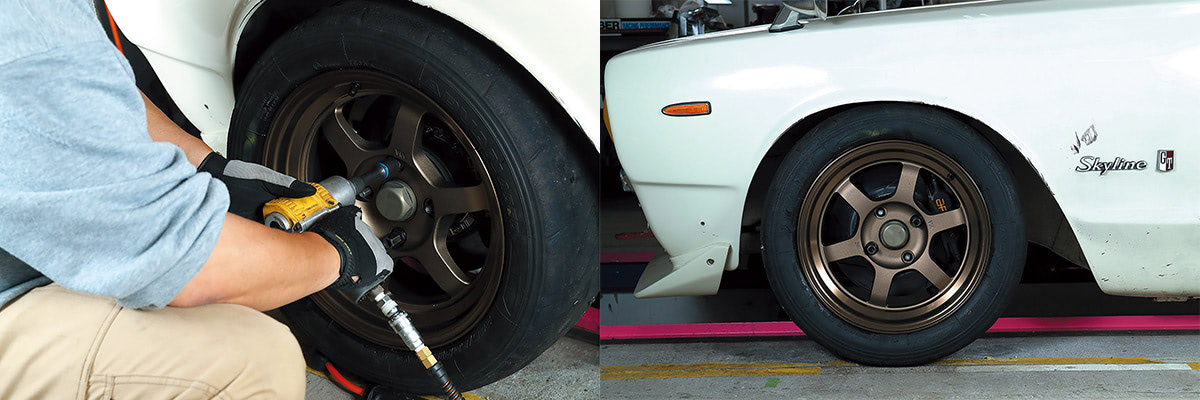 4ドアハコスカGT-R、鍛造ホイールTE37Vに履き替え、1分59秒03のベスト