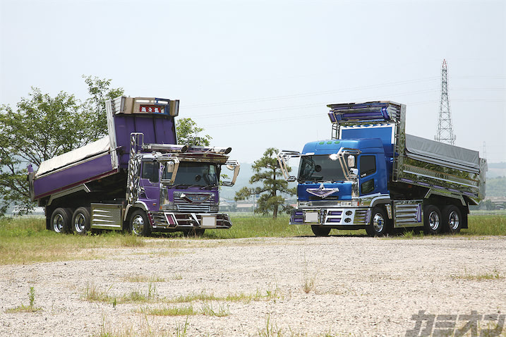 美優丸vs海斗丸 実力派工房で磨きをかけたデコトラダンプの競演